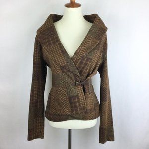 Lauren Ralph - Reposh - Brown Print Wrap Jacket Blazer